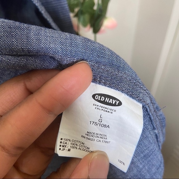 NWT Old Navy Mens Blue Slim Fit Button Up L Work Office Business Casual - Picture 6 of 9